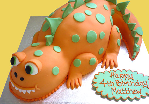 A childs 'Dragon' shaped cake